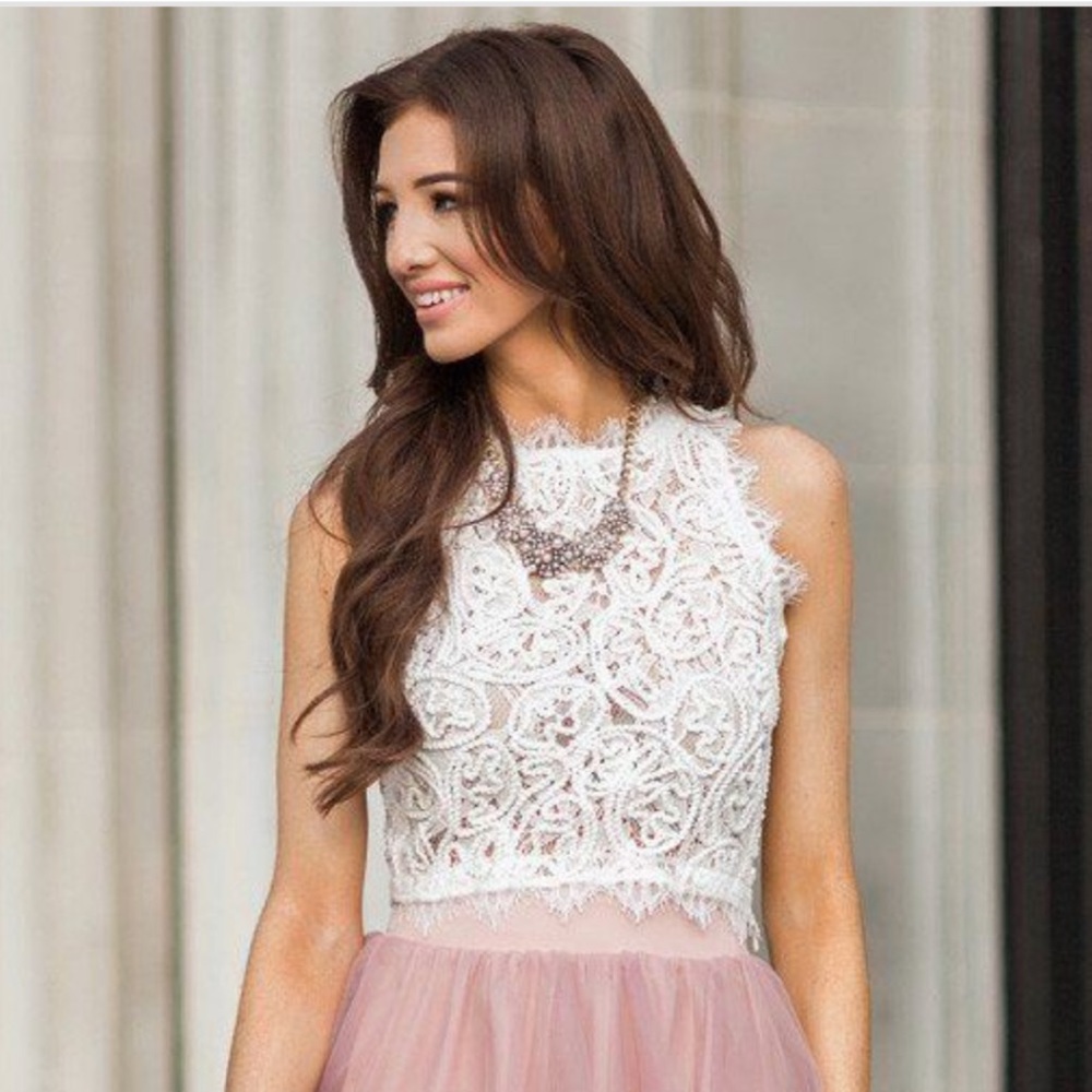 Morning Lavender Lace Crop Top